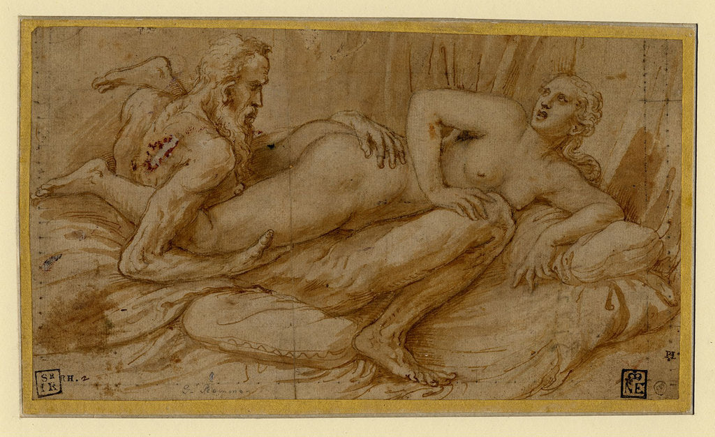 Detail of Erotic Scene, after 1524 by Giulio Romano