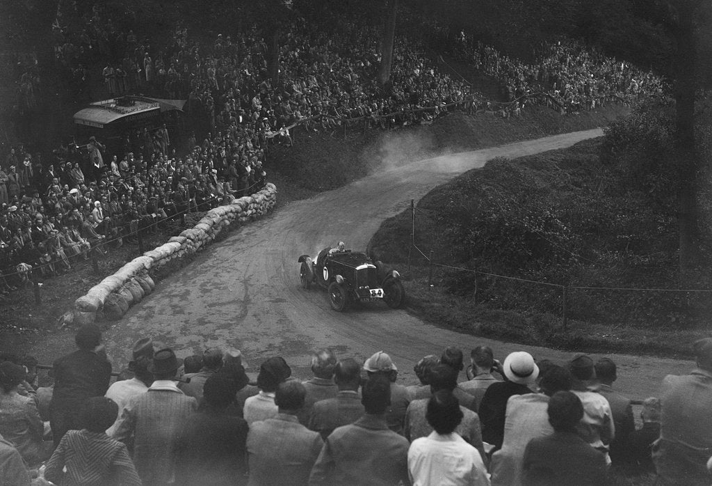 Detail of Bentley of Eddie Hall competing in the Shelsley Walsh Hillclimb, Worcestershire, 1935 by Bill Brunell