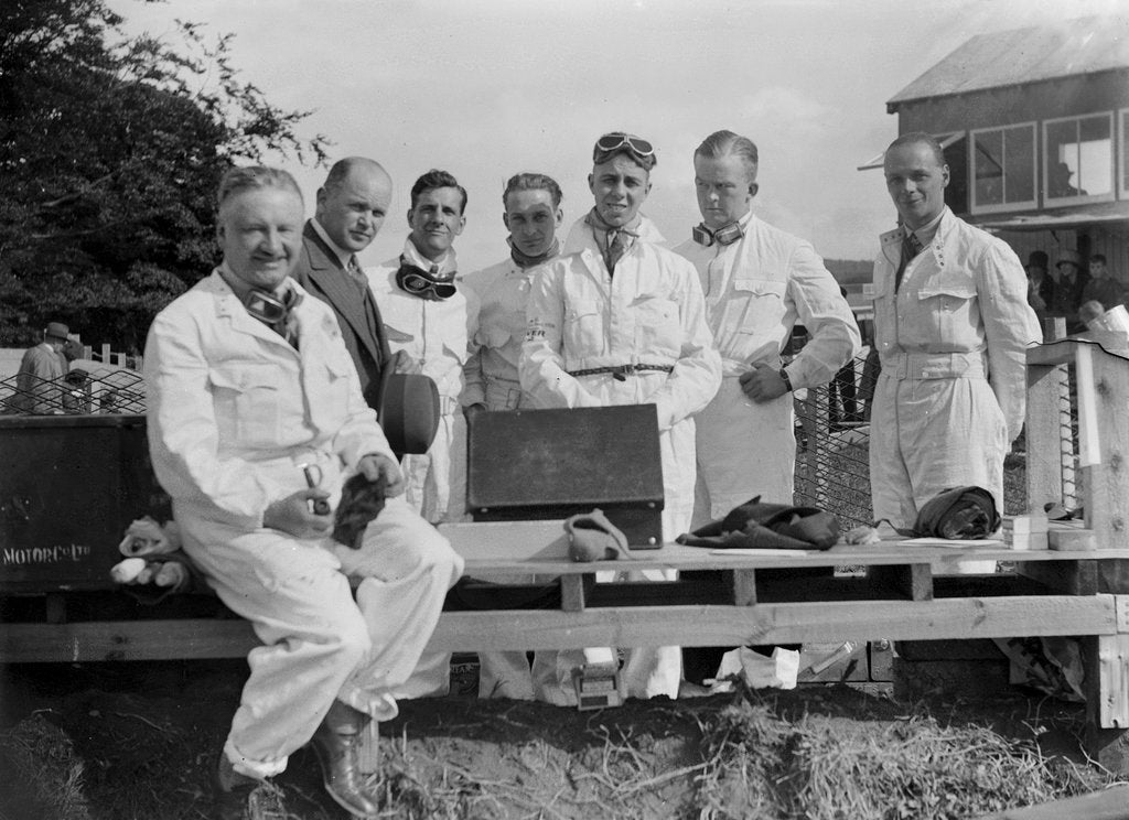 Detail of Racing drivers at the RAC TT Race, Ards Circuit, Belfast, 1929 by Bill Brunell