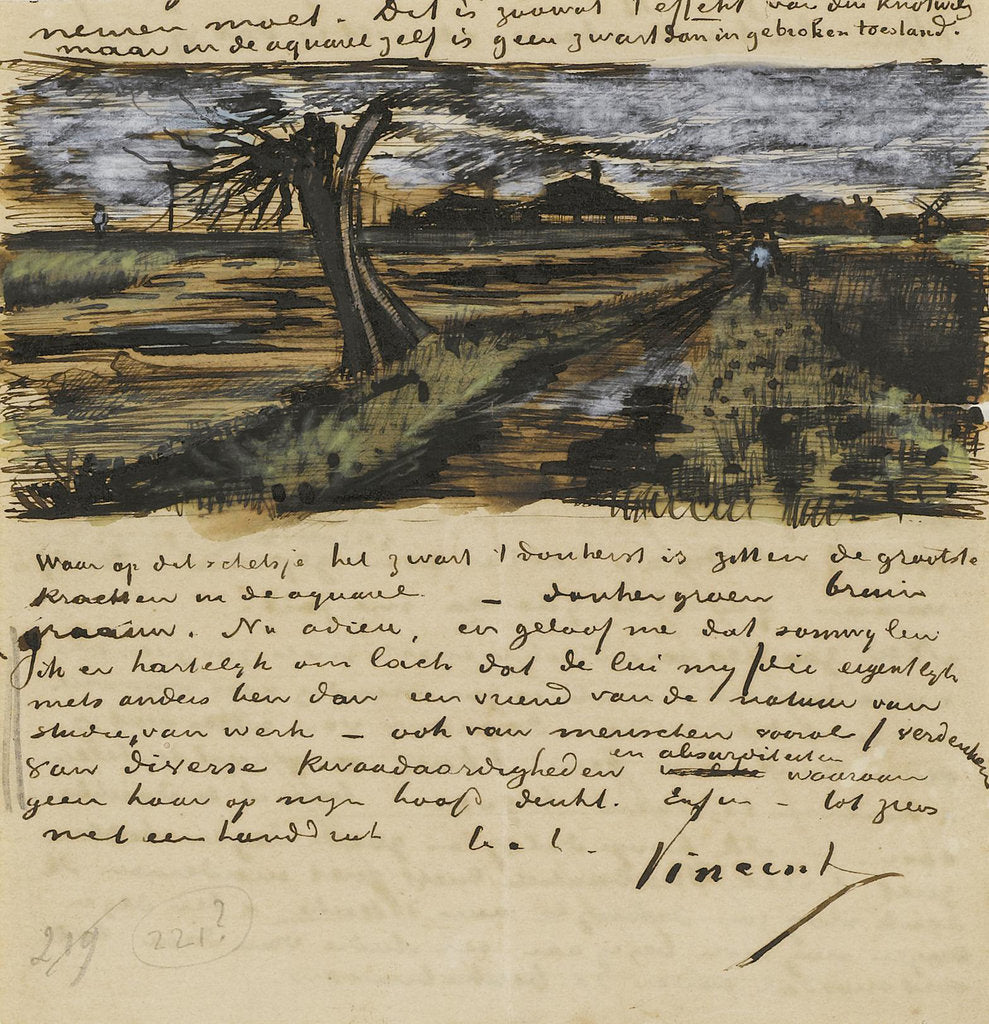 Detail of Pollard Willow. Letter to Theo van Gogh by Anonymous