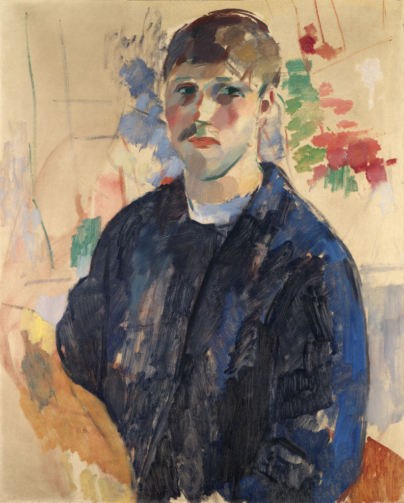 Detail of Self-portrait with blue blouse, 1914 by Anonymous
