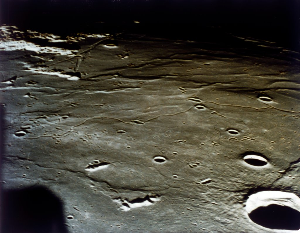 Detail of Lunar Module approaching landing site on the Moon, Apollo II mission, July 1969 by NASA