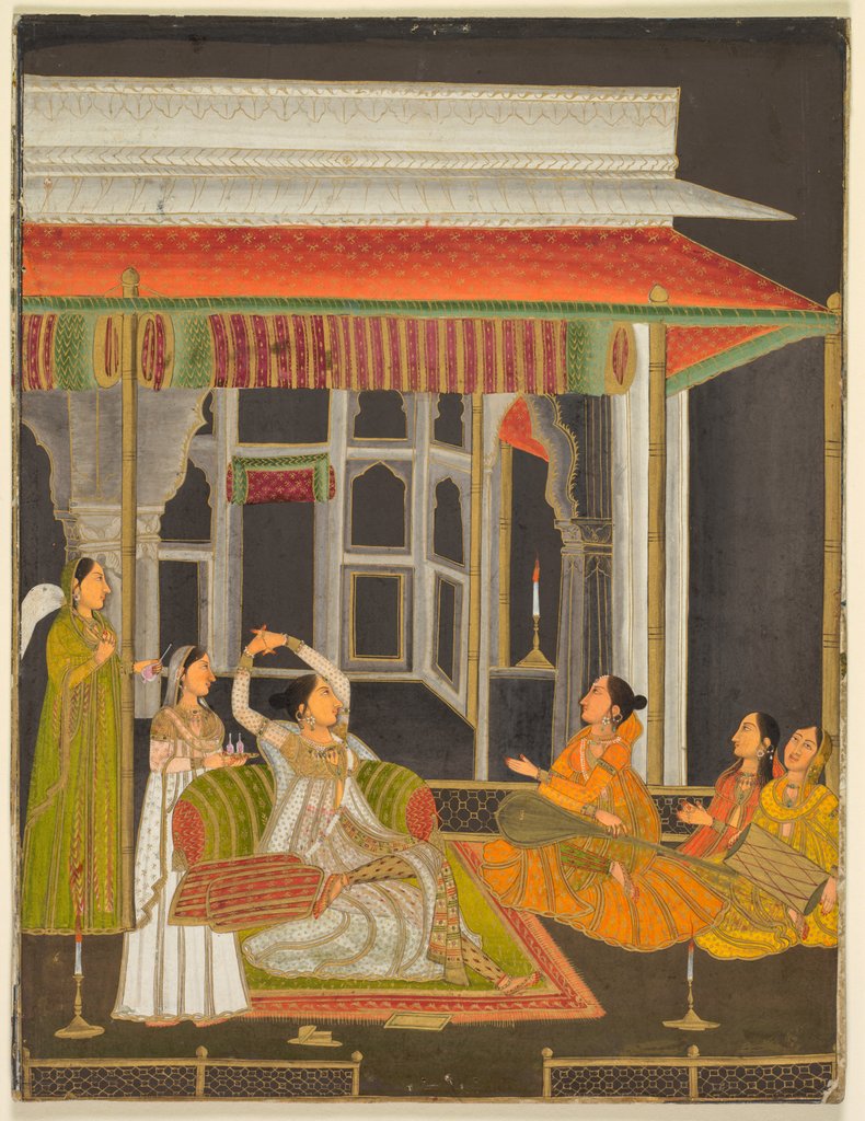 Detail of A Princess on a Terrace with Attendants at Night, c. 1760 by Unknown