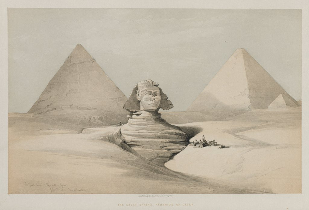 Detail of Egypt and Nubia, Volume I: The Great Sphinx, Pyramids of Gezeeh, 1846 by Louis Haghe