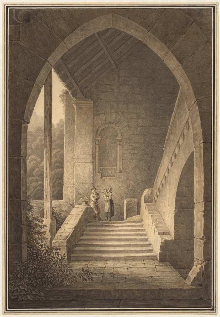 Detail of Outer Staircase of a Gothic Ruin, 1830 by Domenico Quaglio
