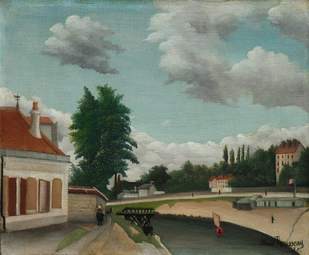 Detail of Outskirts of Paris, c. 1897-1905 by Henri Rousseau