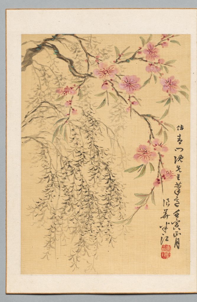 Detail of Peach Blossoms and Willows, 1842 by Hanko Okada