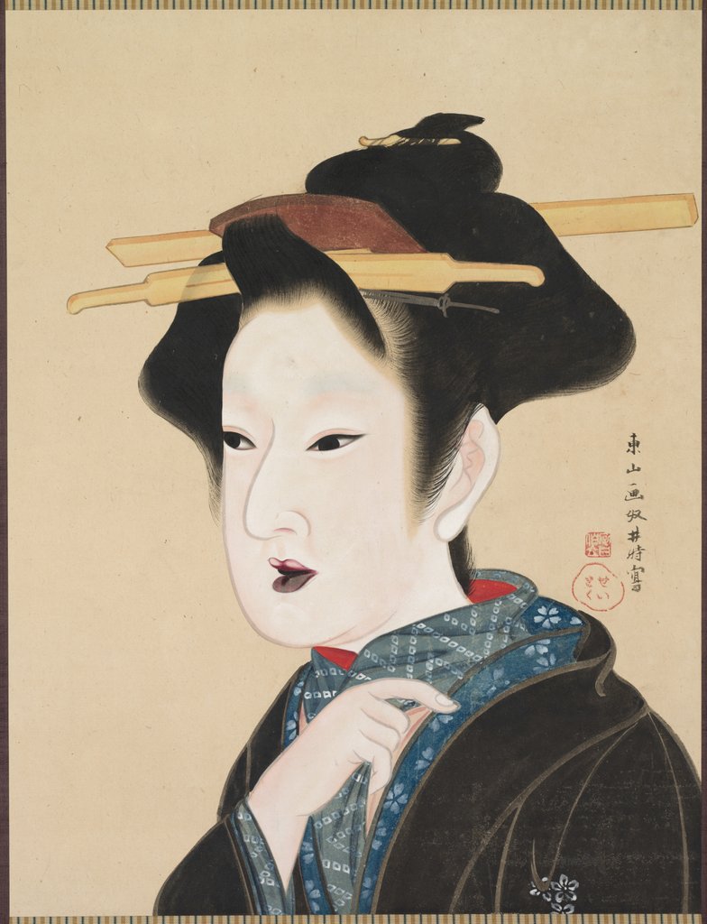 Detail of Portrait of a Woman, 1800s by Gion Seitoku