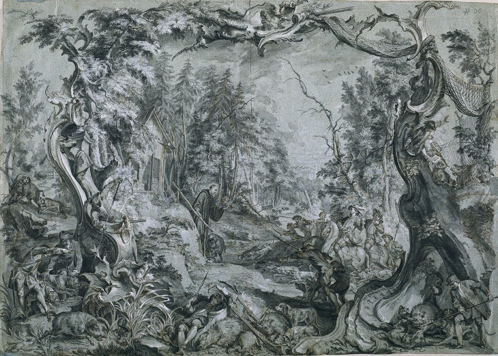 Detail of Saint Deicolus and the Boar, 1747-1748 by Johann Wolfgang Baumgartner