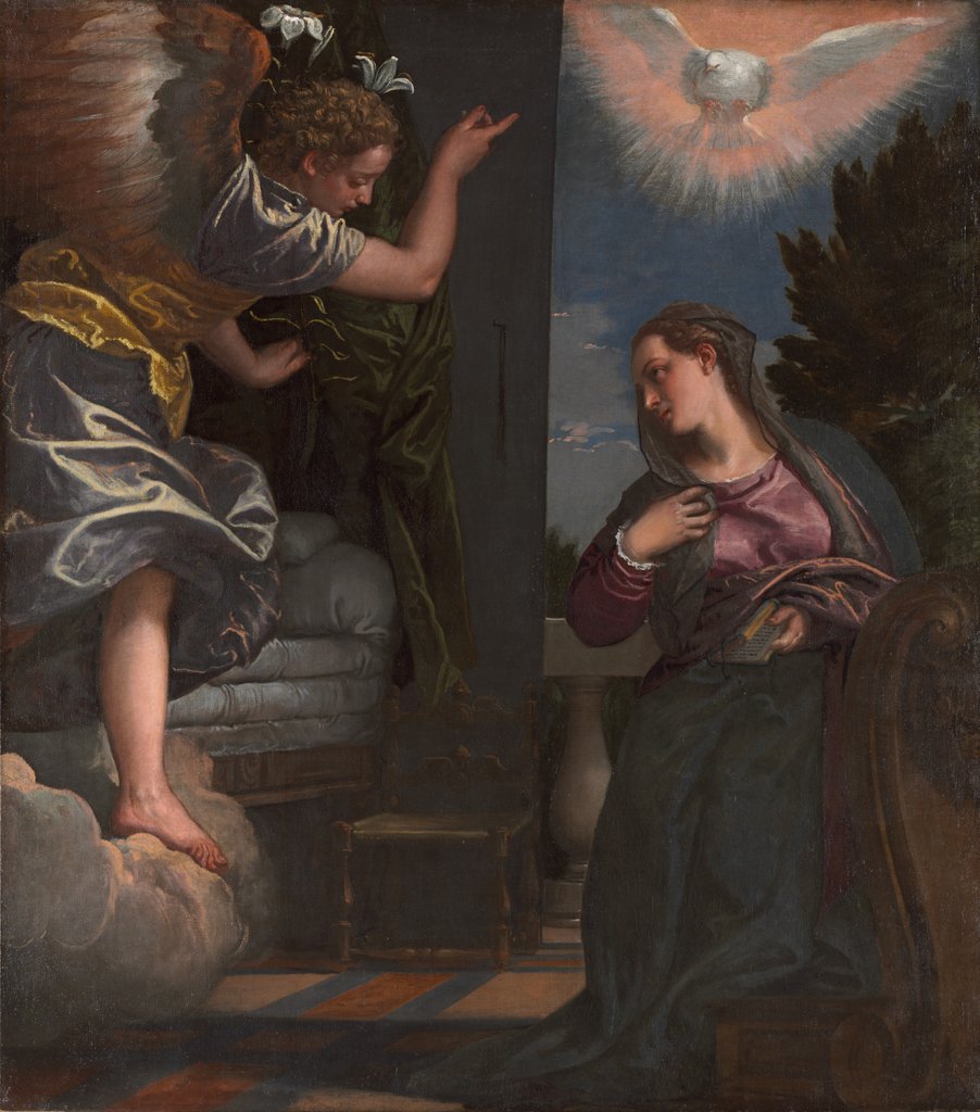 Detail of The Annunciation, c. 1580 by Paolo Veronese; Workshop