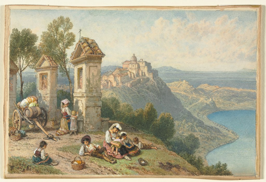 Detail of View of Castel Gandolfo, c. 1870s by Myles Birket Foster