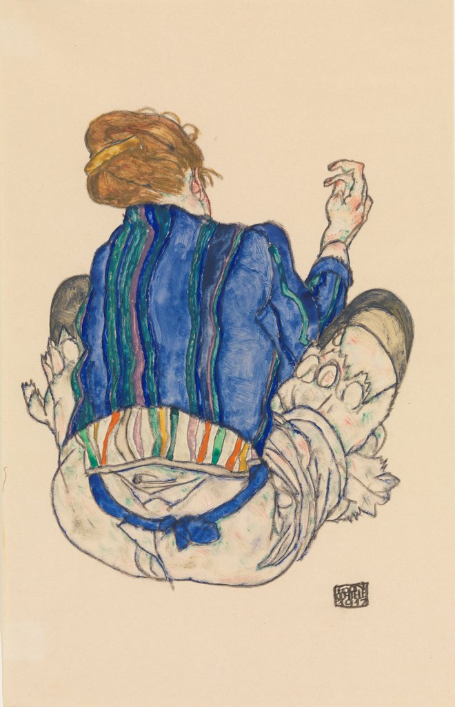 Detail of Seated Woman, Back View, 1917 by Egon Schiele