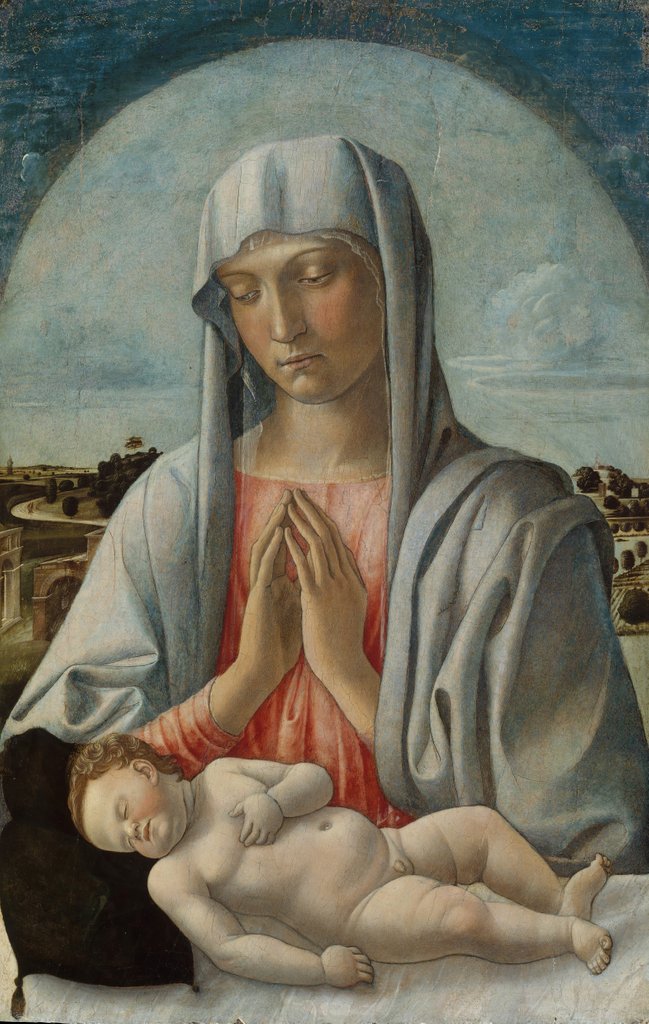 Detail of Madonna Adoring the Sleeping Child, early 1460s by Giovanni Bellini