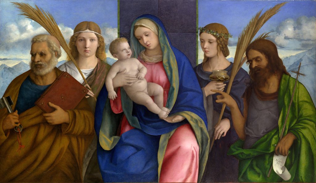 Detail of Madonna and Child with Saints by Giovanni Bellini