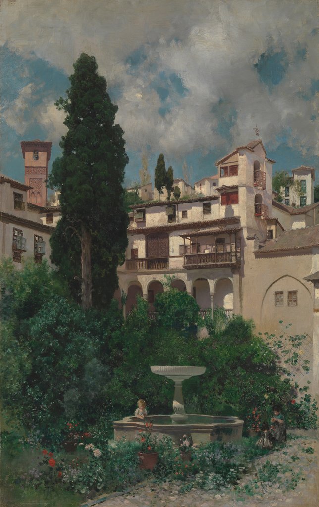 Detail of A Spanish Garden by Martín Rico y Ortega