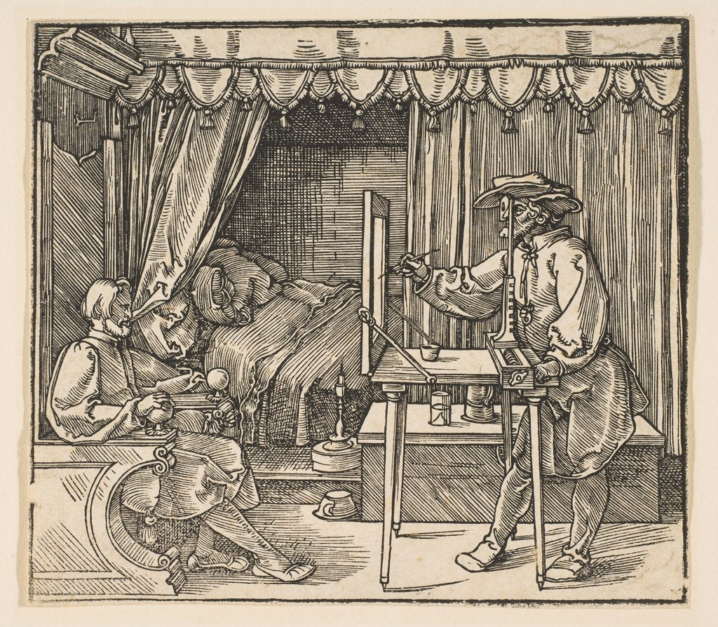 Detail of Artist Drawing a Portrait of a Man by Albrecht Dürer