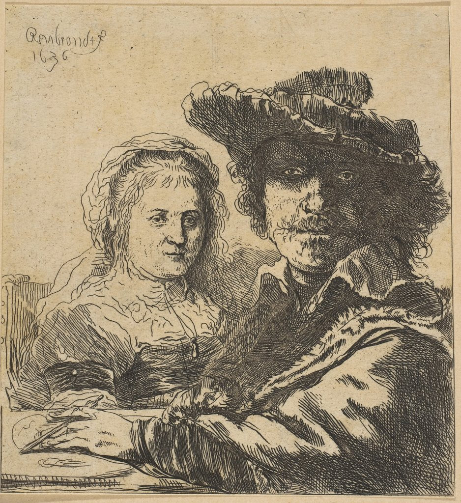 Detail of Rembrandt and his Wife, 1786-1844 by Ignace Joseph de Claussin