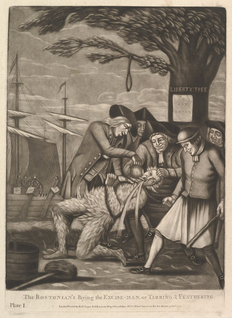 Detail of The Bostonians Paying the Excise-Man, or Tarring & Feathering, October 31, 1774 by Philip Dawe (attributed to)