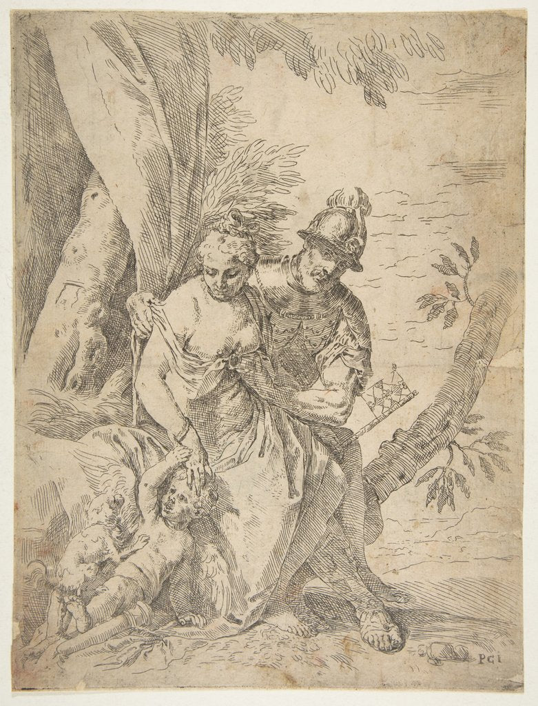 Detail of Mars, Venus and Cupid, ca.1637-1639 by Simone Cantarini