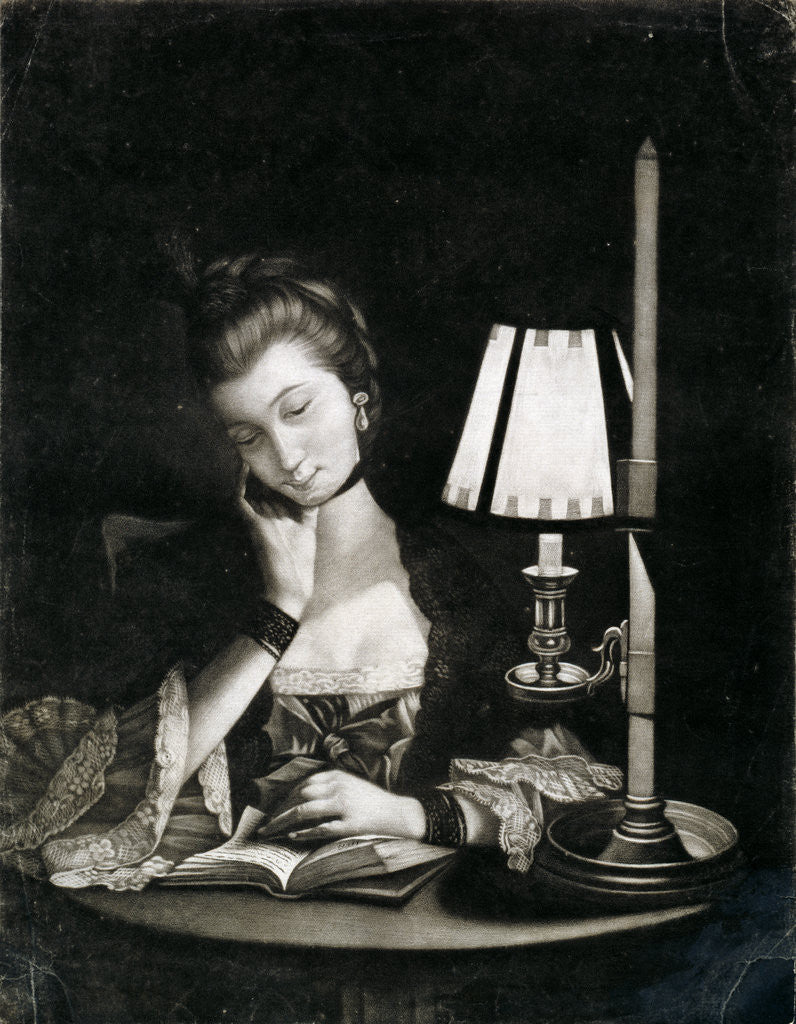 Detail of Reading by a Paper-bell Shade by unknown