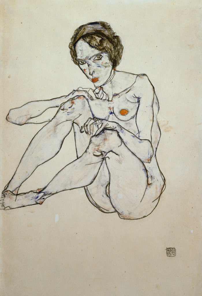 Detail of Seated Female Nude by Egon Schiele