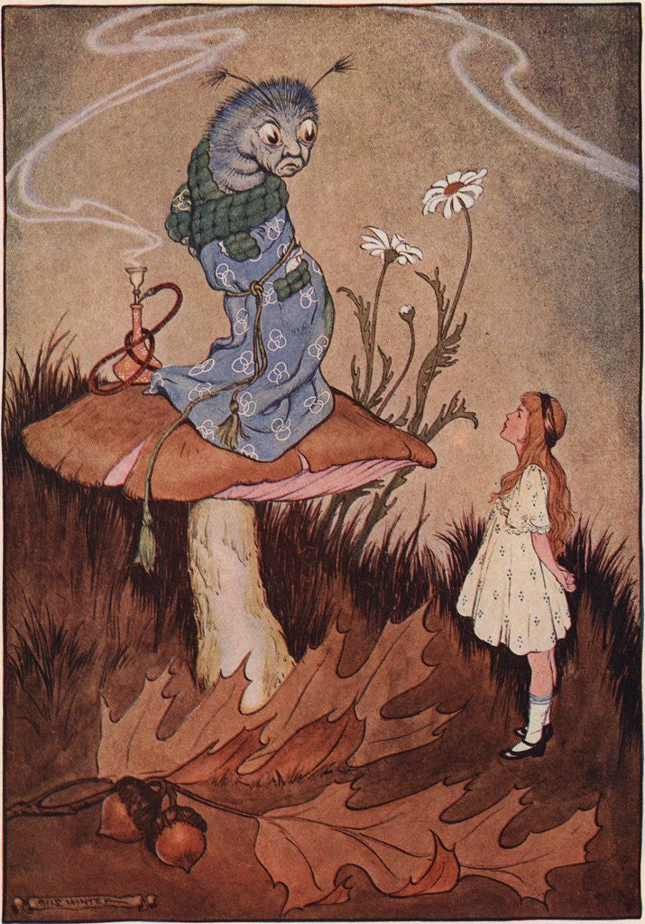 Detail of Illustration of Alice and the Caterpillar by Milo Winter