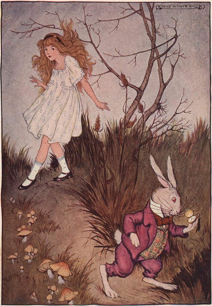 Detail of Illustration of Alice and the White Rabbit by Milo Winter