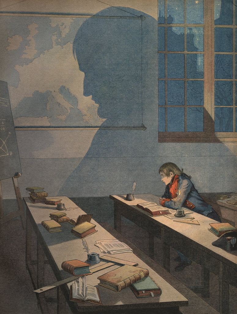 Detail of Illustration of a Young Napoleon Studying at College by Jacques Onfroy de Breville