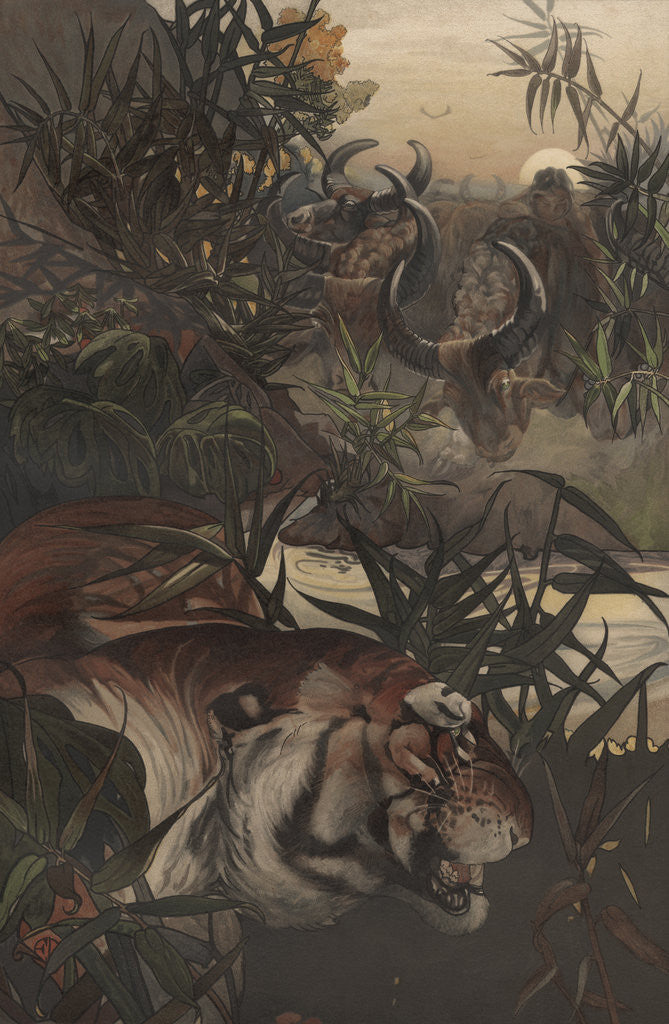 Detail of Shere Khan in the Jungle by Edward Julius Detmold