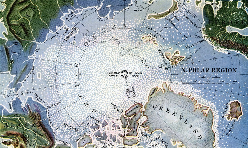 Detail of Map of Peary's North Pole Expedition by Corbis