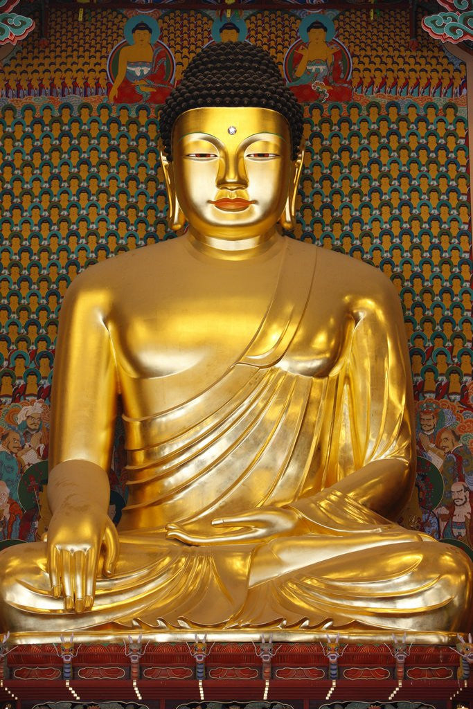 Detail of Statue of Sakyamuni Buddha in Main Hall of Jogyesa Temple by Corbis