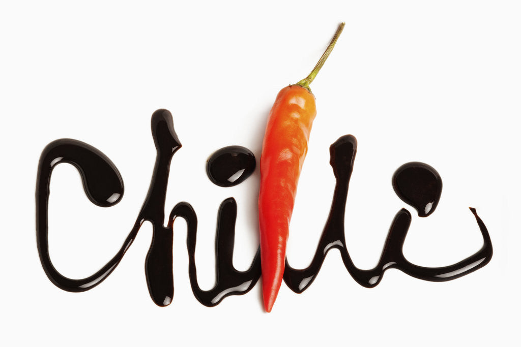 Detail of The word chilli written in chocolate by Corbis
