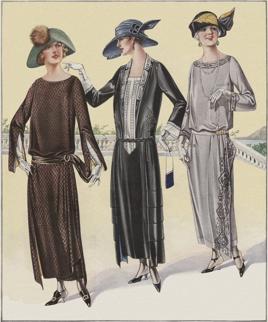 Detail of Three Women in Art Nouveau dresses by Corbis