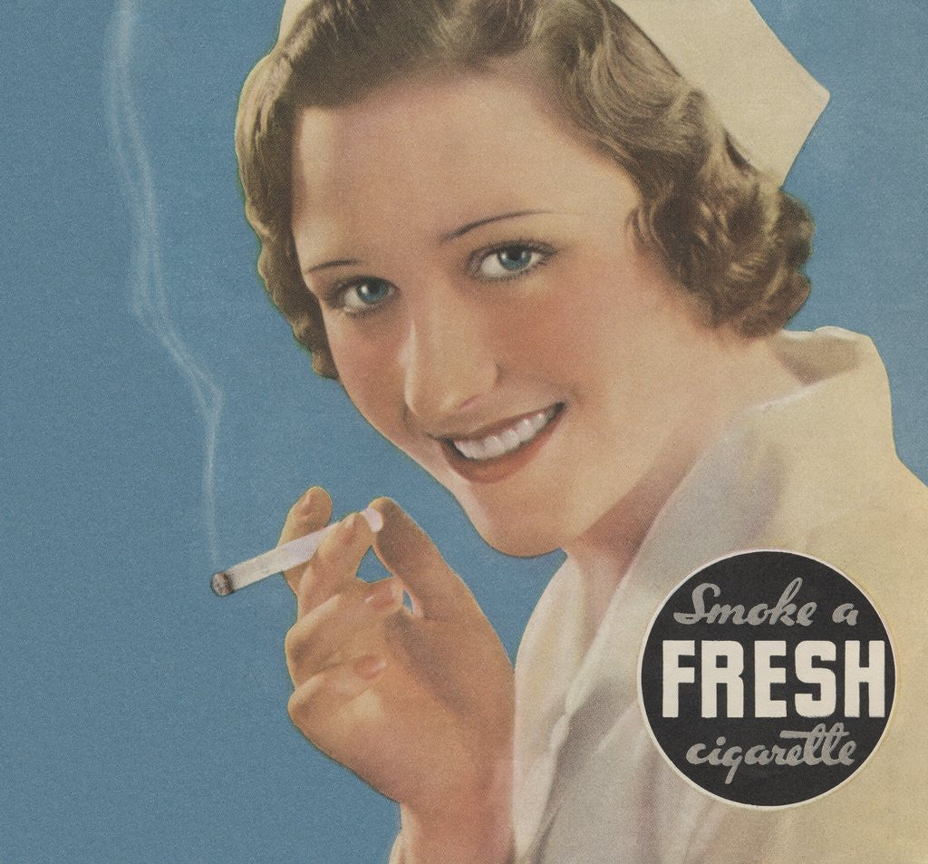 Detail of Nurse smoking a cigarette by Corbis