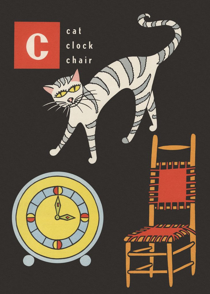 Detail of C is for cat clock chair by Corbis