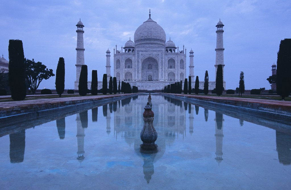 Detail of India, Uttar Pradesh, Agra, Taj Mahal, Built by Shah Jahan, Completed 1653 with Reflection in Pond by Corbis