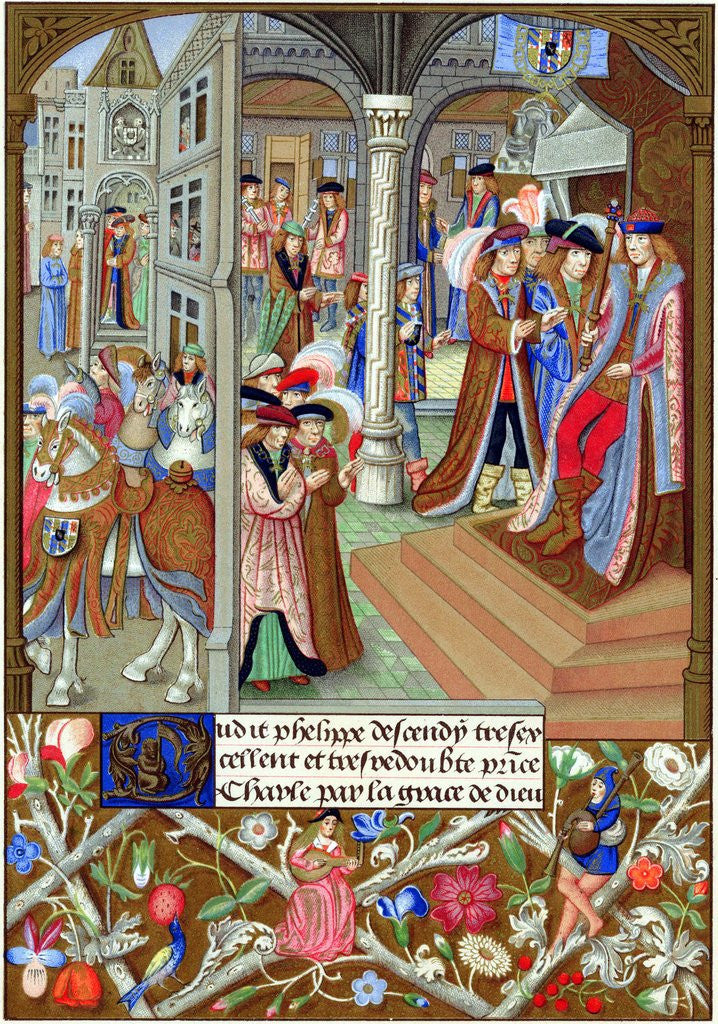 Detail of Charles the Bold with nobles and counsellors by Corbis