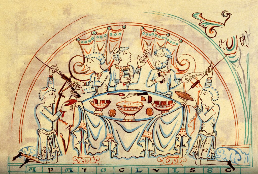 Detail of 11th century banquet by Corbis