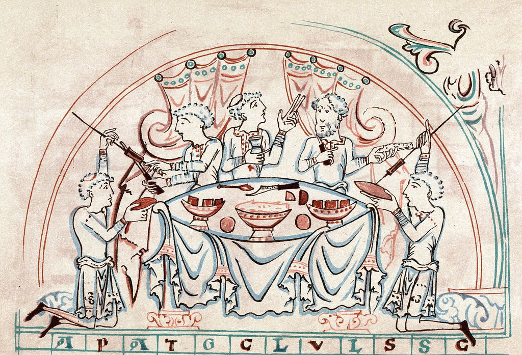 Detail of Medieval banquet by Corbis