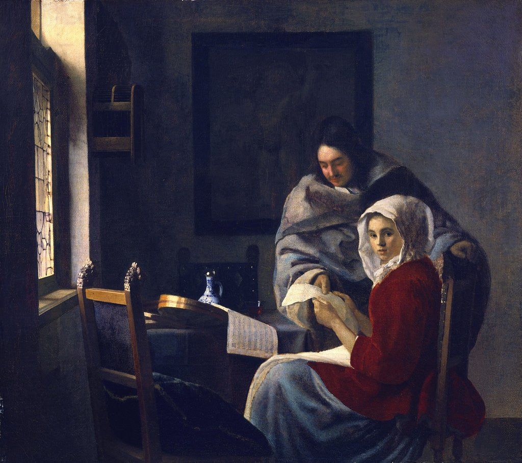 Detail of Girl Interrupted in her Music by Jan Vermeer