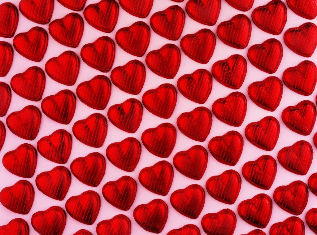 Detail of Red chocolate hearts for Valentine's Day by Corbis