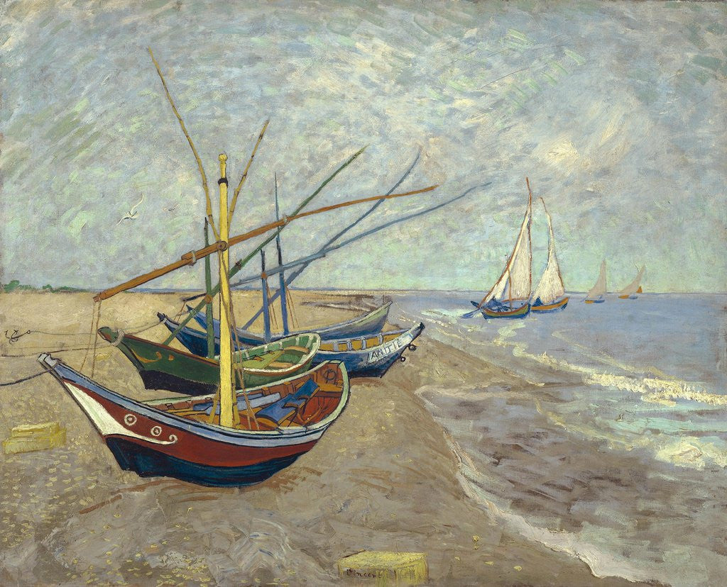 Detail of Fishing Boats on the Beach at Les Saintes-Maries-de-la-Mer by Vincent Van Gogh