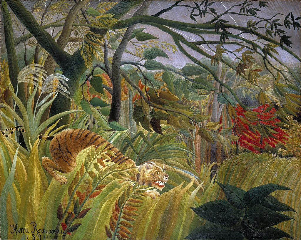 Detail of Tiger in a Tropical Storm (Surprised!) by Henri Rousseau
