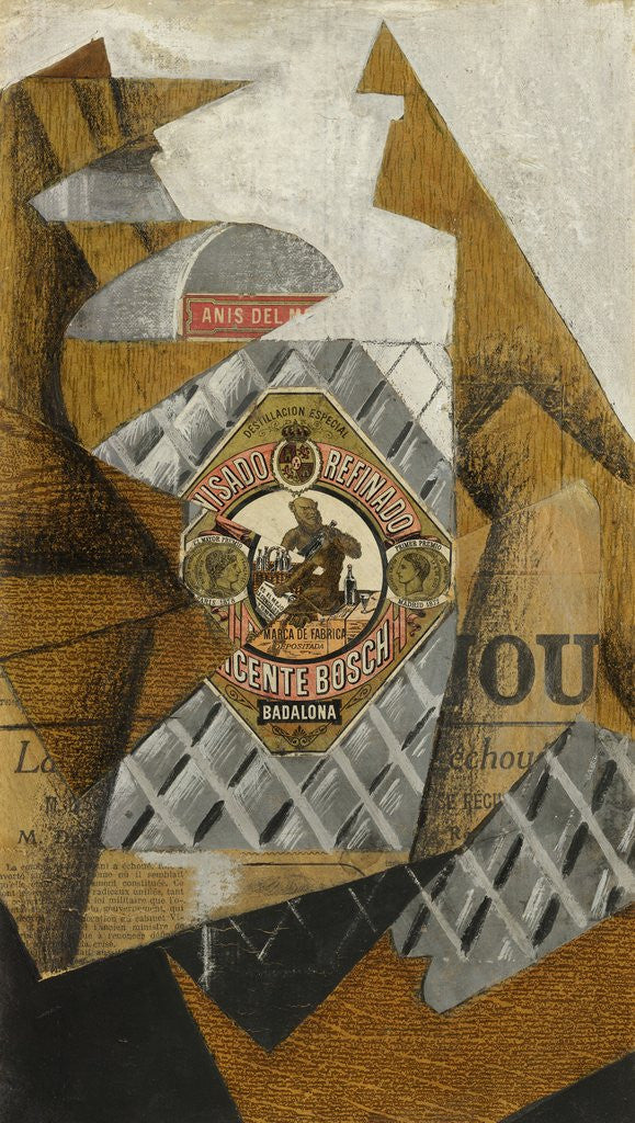 Detail of La Bouteille d'Anis (The Bottle of AnÃ­s del Mono) by Juan Gris