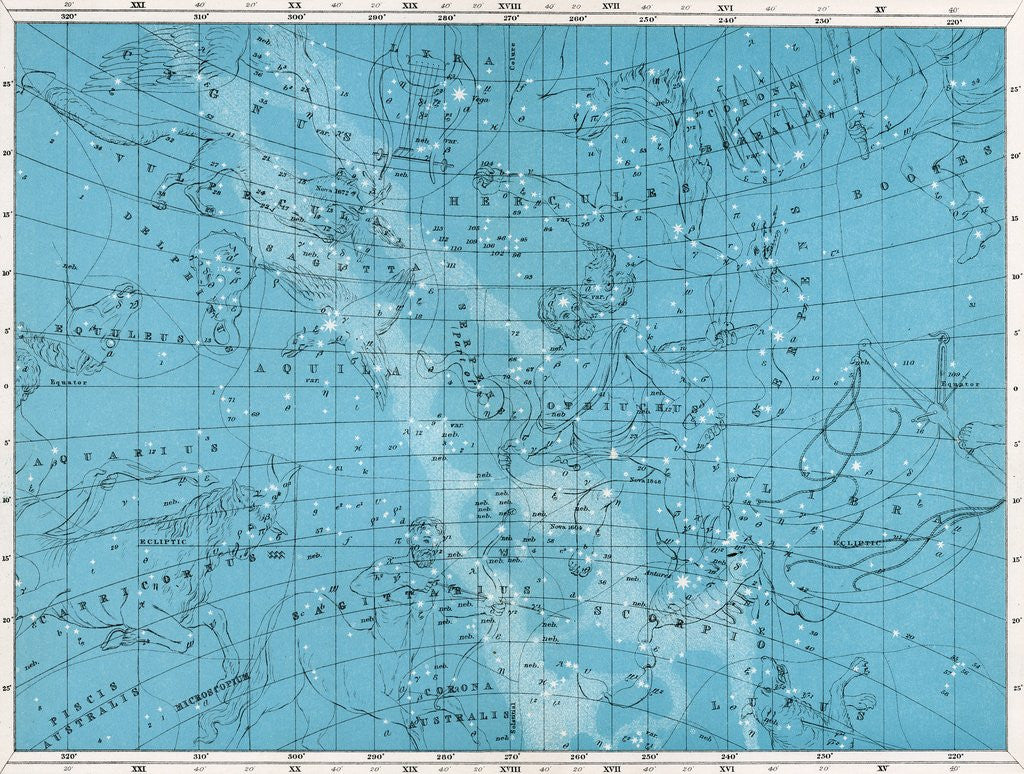 Detail of Star map with Capricorn, Sagittarius, Libra and Scorpio by Anonymous
