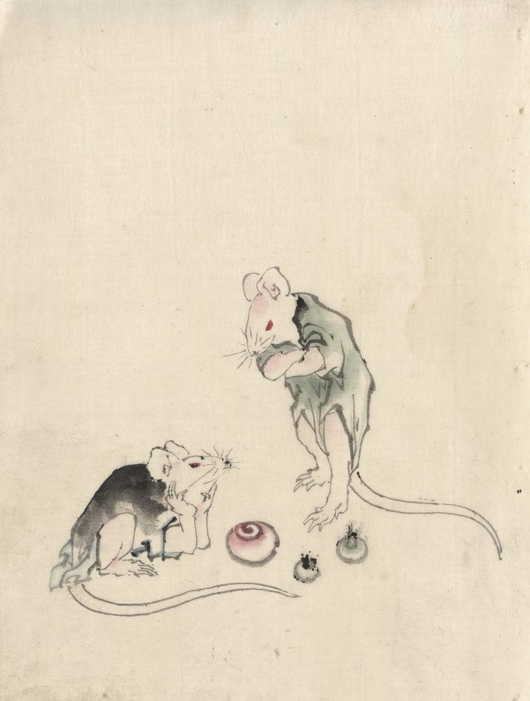 Detail of Two Mice in Council by Katsushika Hokusai