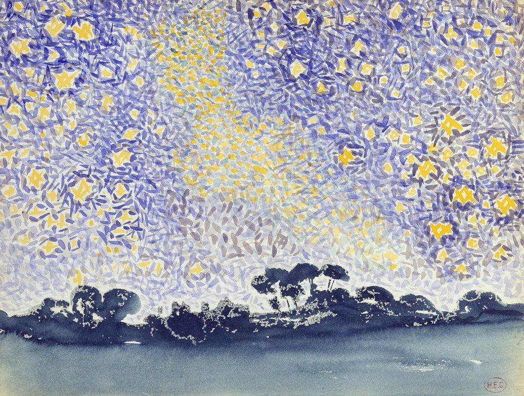 Detail of Landscape with Stars by Henri-Edmond Cross