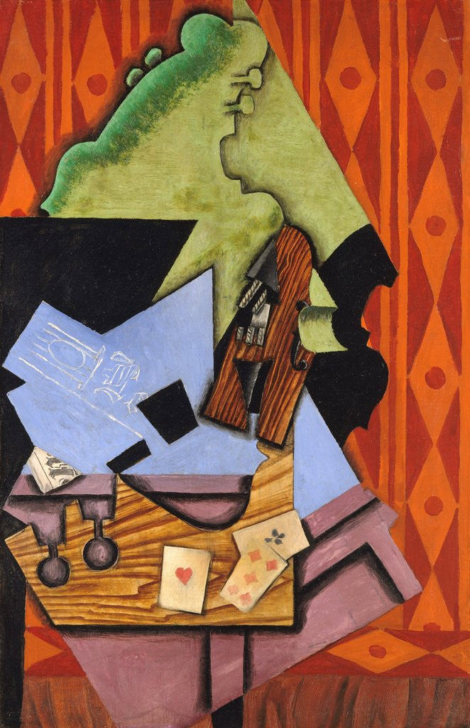 Detail of Violin and Playing Cards on a Table by Juan Gris