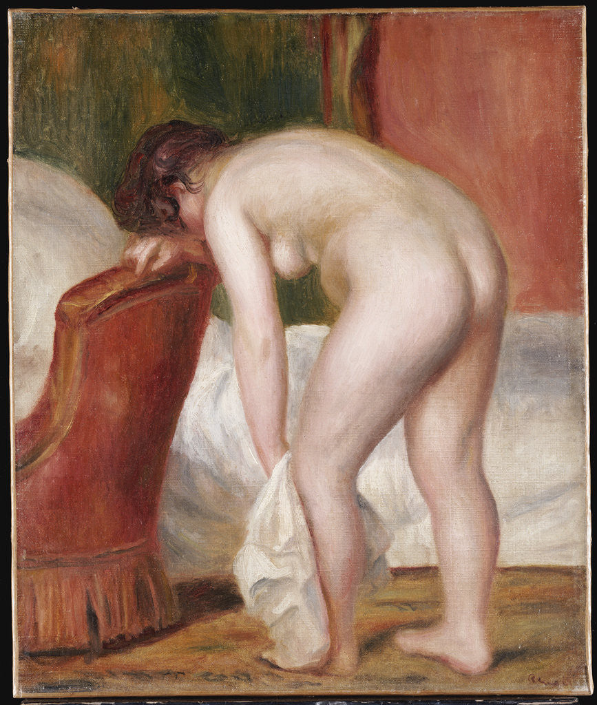 Detail of Female Nude Drying Herself by Pierre-Auguste Renoir