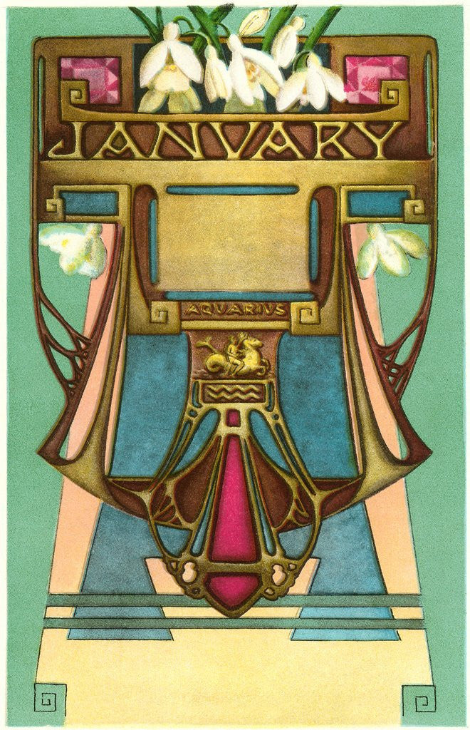 Detail of Art Nouveau January, Aquarius by Corbis